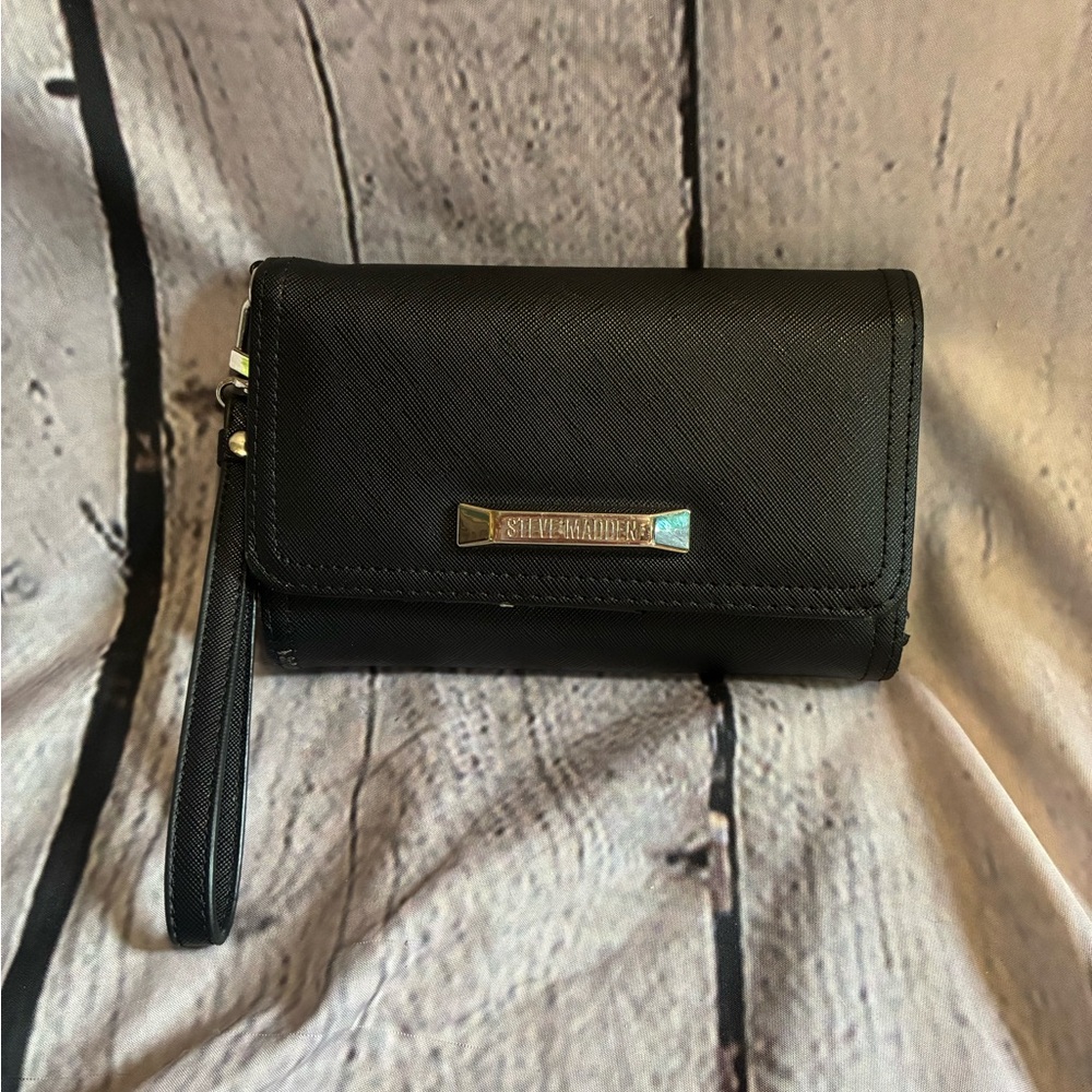 5/$20 Steve Madden Women’s Classic Black Wallet Billfold Wristlet Clutch 7"x4”